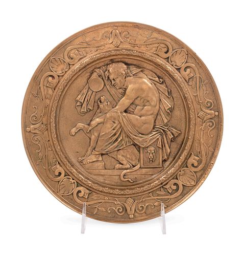 A Continental Gilt Bronze Plate