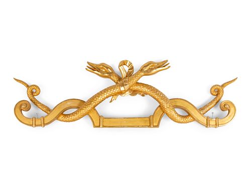 A Russian Serpent Carved Giltwood Ornament