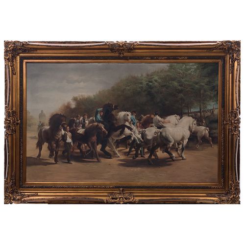 Davit. “La feria de los caballos". Reproducción de la obra de Rosa Bonheur. Óleo sobre tela. Enmarcado. 80 x 130 cm