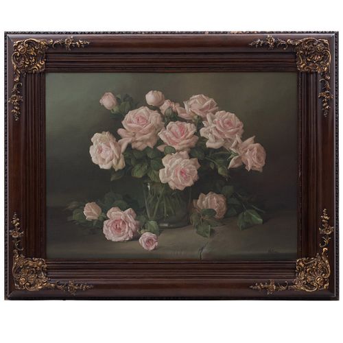 Francisco Urbina. Bouquet. Firmado. Óleo sobre tela. Enmarcado. 60 x 80 cm