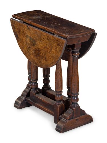 A William and Mary Turned Oak Gate-Leg Diminutive Side Table