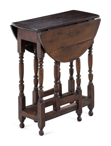 A Jacobean Turned Oak Gate-Leg Low Table