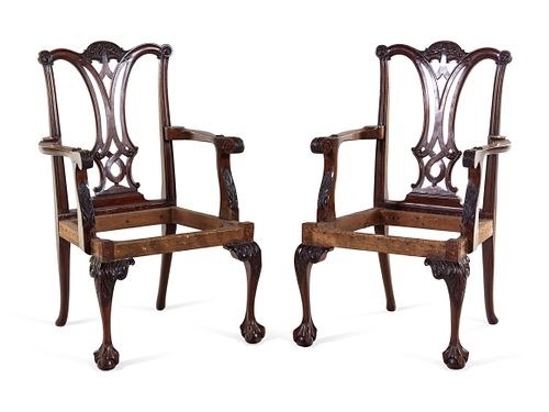 A Pair of George III Style Mahogany Armchairs