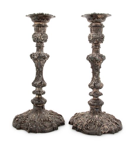 A Pair of Edwardian Silver Candlesticks