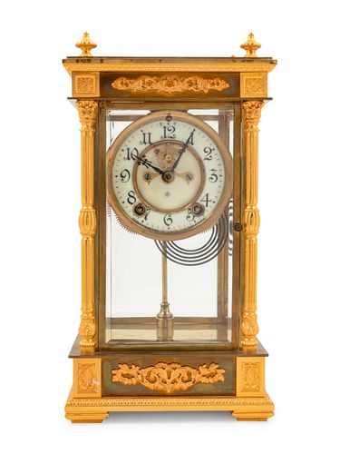 An Ansonia Earl Gilt-Metal and Crystal Regulator Clock