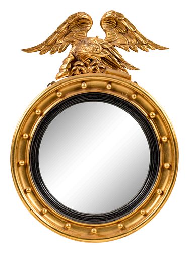 A Federal Style Giltwood Convex Mirror