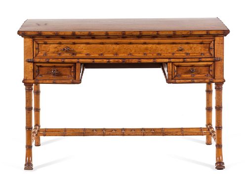 A Victorian Bamboo Carved Maple Writing Table