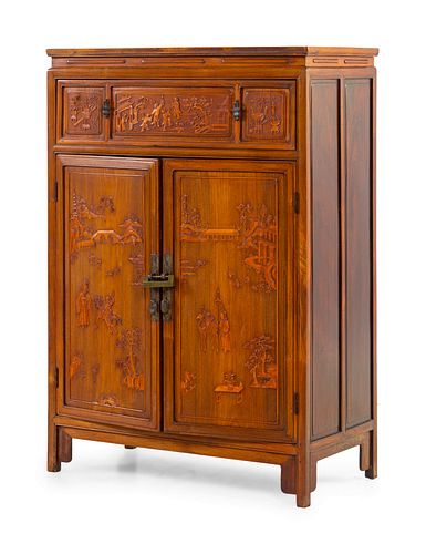 A Chinese Carved Hardwood Cabinet
