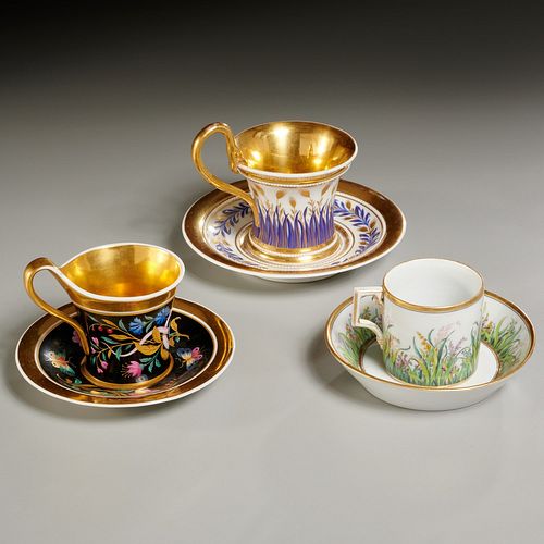 (3) fine KPM gilt porcelain cups and saucers