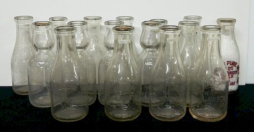 Dairy- 16 clear quart bottles, Akron O.
