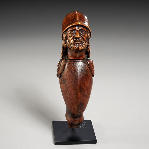 Rare carved treen knight figural whistle