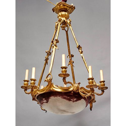Daum Belle Epoque glass and bronze chandelier