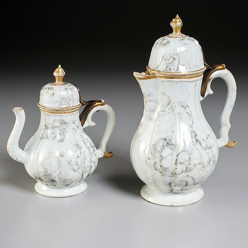(2) Chinese Export teapots, Greek myth themes