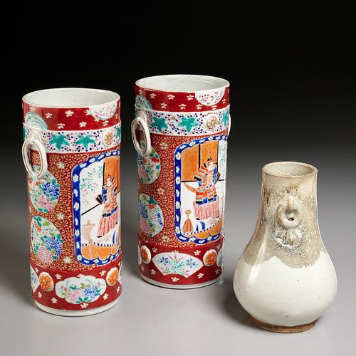 (3) antique Japanese ceramic vases