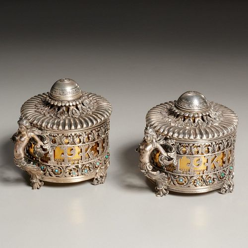 Unusual pair Continental silver condiment servers