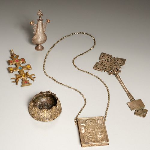 (5) Russian & Coptic silver & metalwork relics