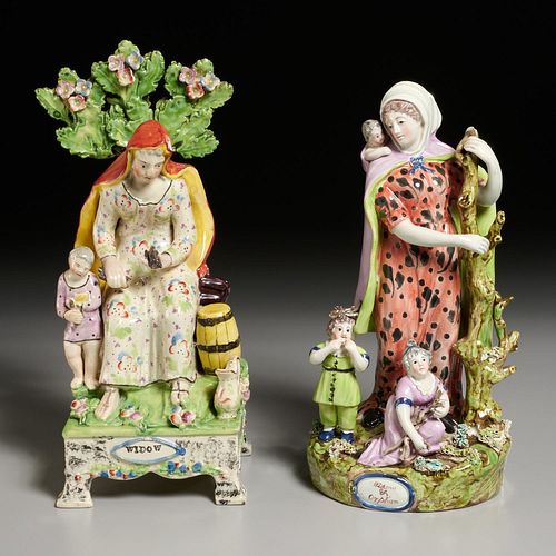 (2) Staffordshire pearlware figures of widows