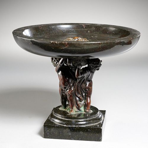 French Belle Epoque marble and bronze tazza