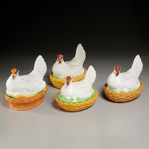(4) Staffordshire "hens in a nest" boxes