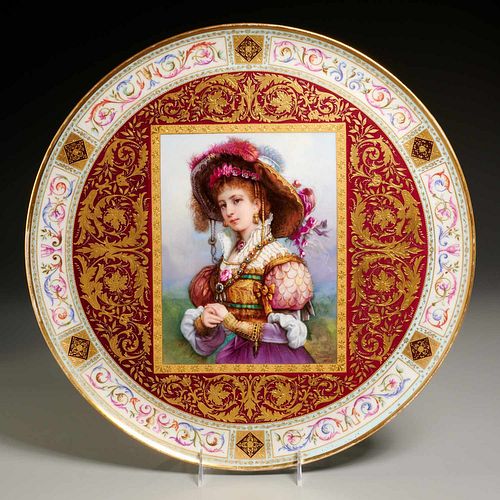 Vienna porcelain painted portrait platter
