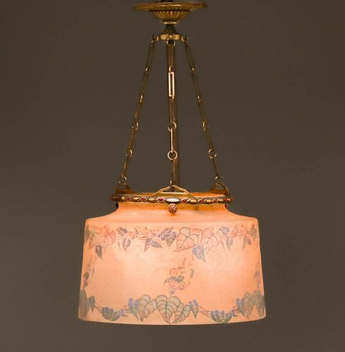 Pairpoint Reverse Painted Glass Chandelier c1910s