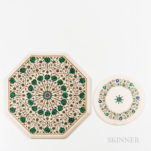 Two Inlaid Marble Trays