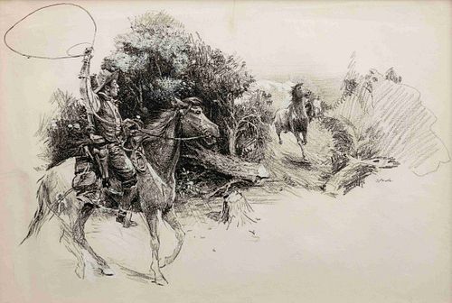 Stanley Arthurs
(American, 1877-1950)
Lassoing Wild Horses