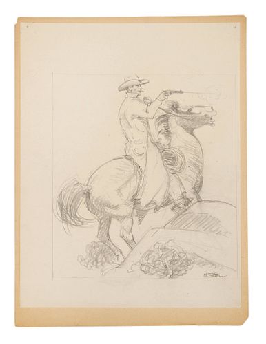Arthur Roy Mitchell
(American, 1889-1977)
Cowboy on Rearing Horse