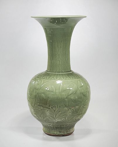 Tall Chinese Longquan Glazed Porcelain Vase