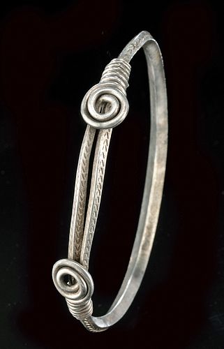 Ancient Celtic Silver Bracelet Spiral Motif - Wearable