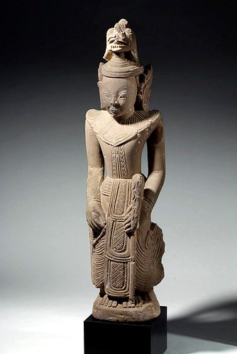 Tall 17th C. Burmese Sandstone Statue of Nat / Shindaw