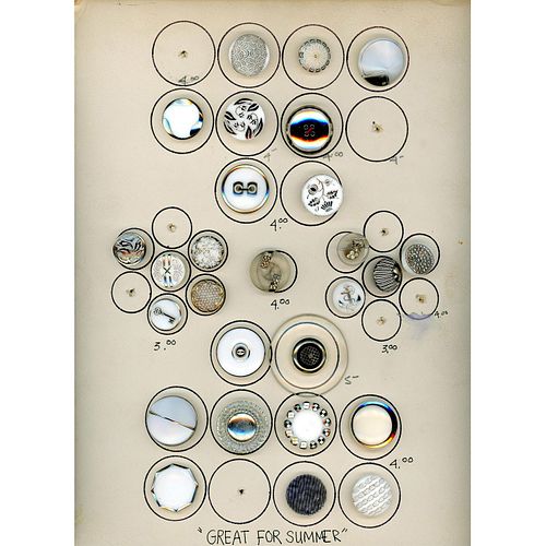 3 Cards Of Assorted Modern 1940'S Glass Buttons