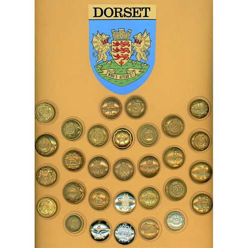 4 Cards Of British Military Uniform Buttons