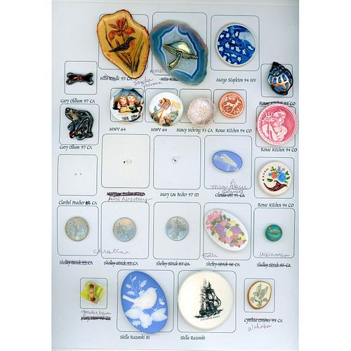 2 Cards Assorted Material And Subject Buttons