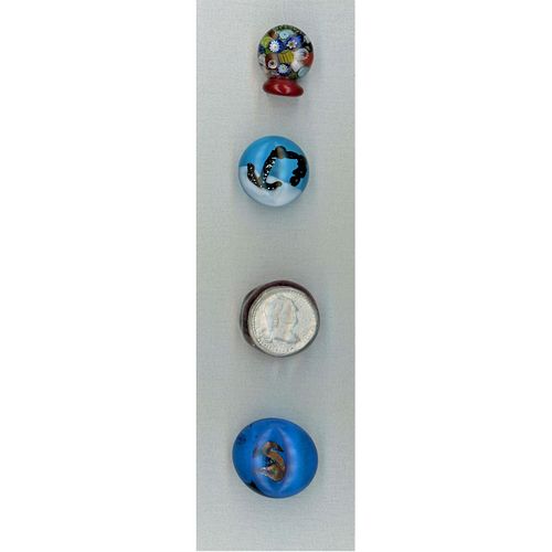 Small Card Of Artist Created Paperweight Glass Buttons
