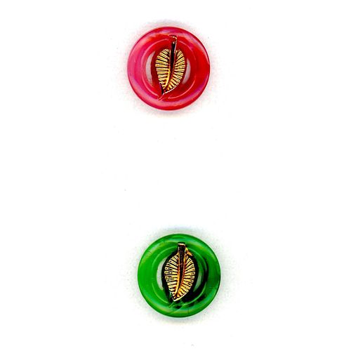 A Pair Of Pierced Leaf Division 3 Monglow Buttons