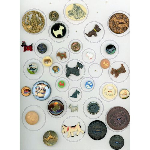 Full Card Of Assorted Material And Animal Buttons