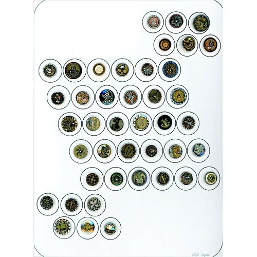 A Full Card Of Assorted Steel Cup Buttons