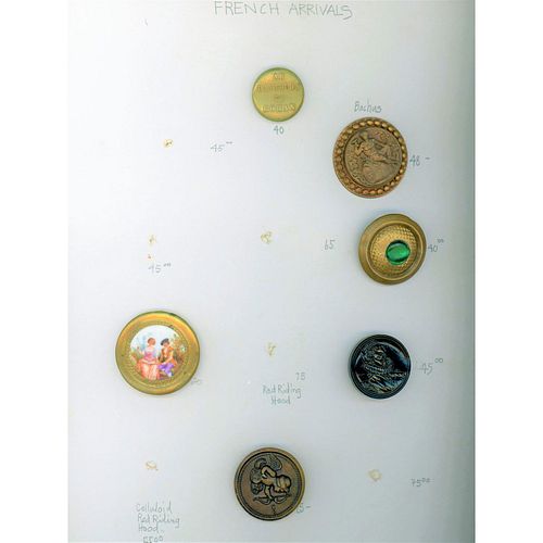 3 Partial Cards Of Assorted Material Picture Buttons