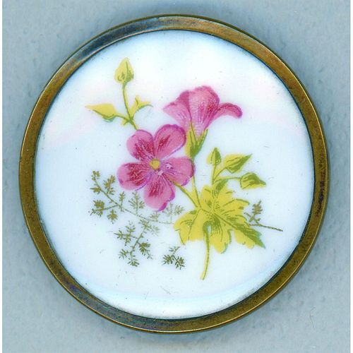A Scarce Authentic Botanical Flower Porcelain Button