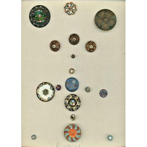A Card Of Mostly Enamel Buttons