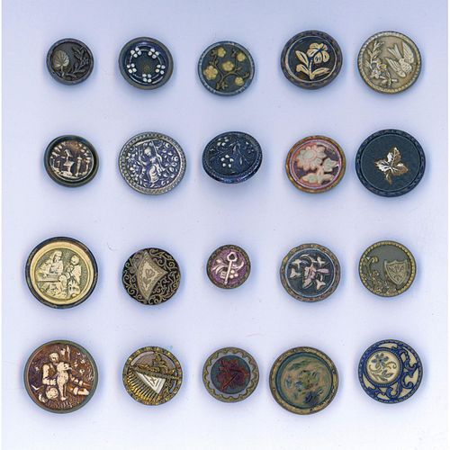 Small Card Of Late 19Th C. Celluloid Buttons