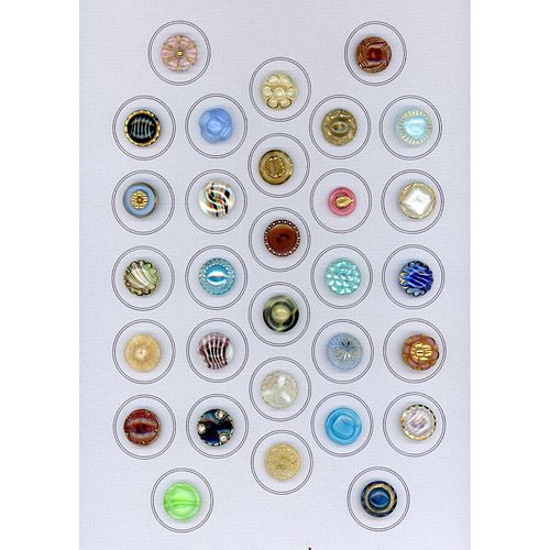 Full Card Of Div 3 West German Glass Buttons