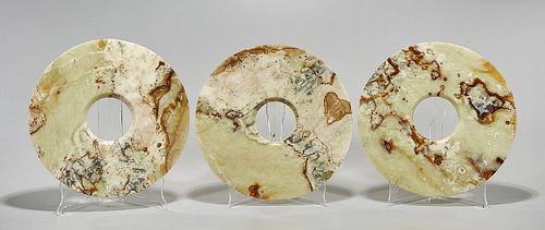 Group of Three Chinese Hardstone Bi Discs