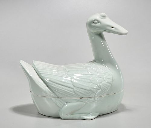Chinese Celadon Glazed Porcelain Duck Container