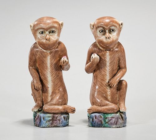 Pair Chinese Porcelain Monkeys
