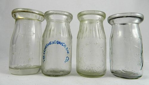 Dairy bottles - 4 clear 1/4 pint, Cleveland O.