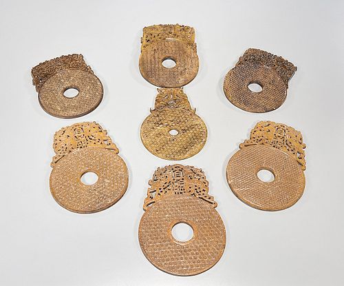 Group of Chinese Hardstone Disc Ornaments