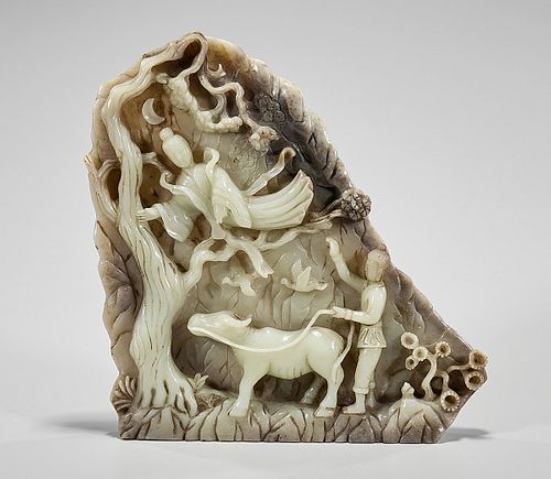 Chinese Carved Jade Figural Group