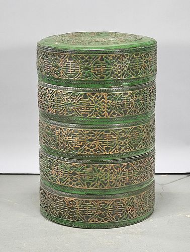 Chinese Lacquered Multi-Tiered Cannisters